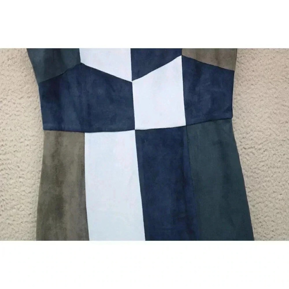 Skies are Blue Sheath Dress-Faux Suede-Size Small-Color Block - Picture 3 of 11